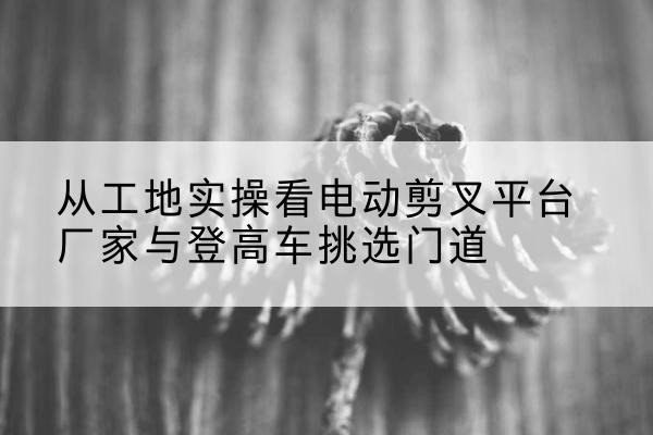 沙坪坝区电动剪叉升降平台厂家-从工地实操看电动剪叉平台厂家与登高车挑选门道